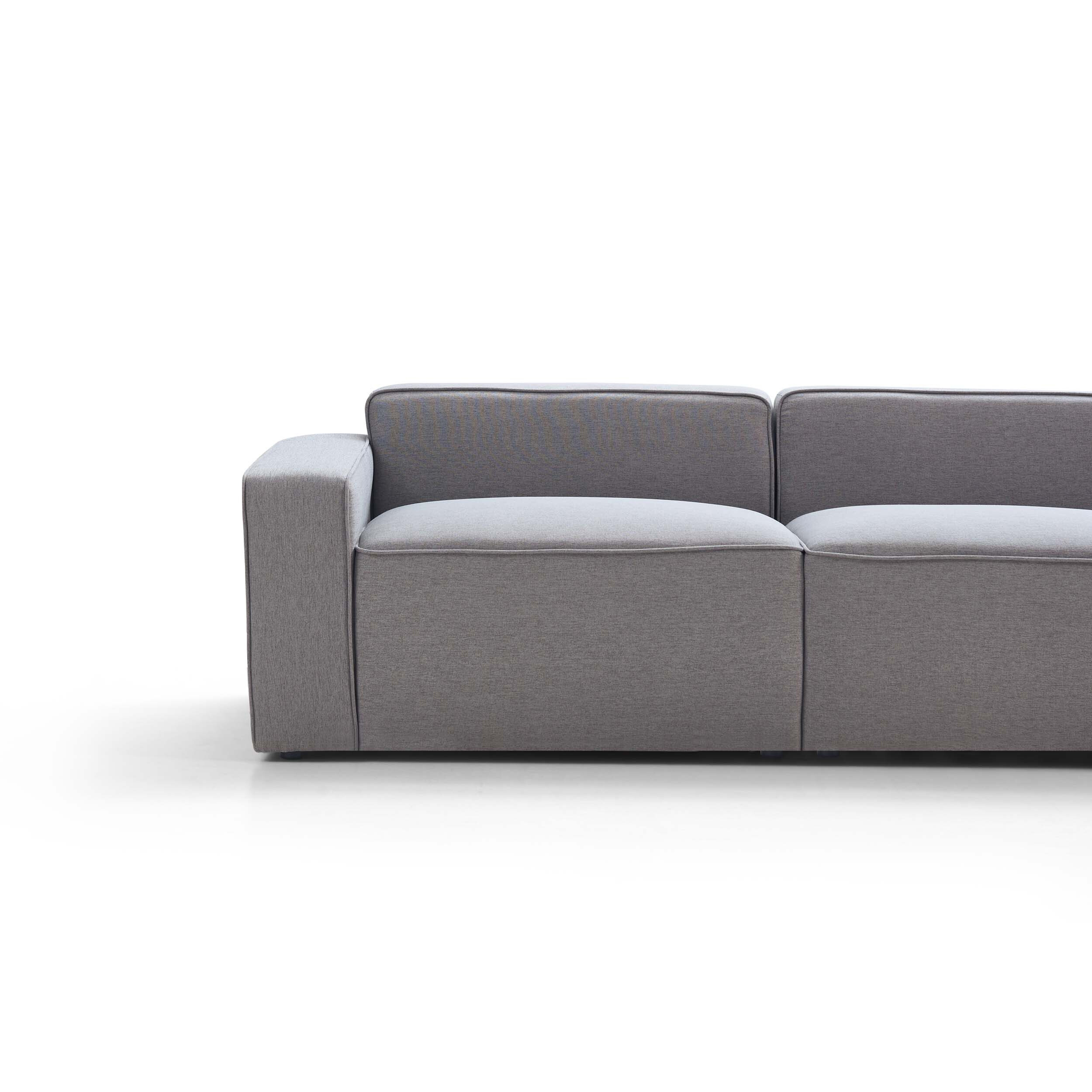 Tuomas 3-Seater Sofa with Ottoman – Light Grey - Image 9