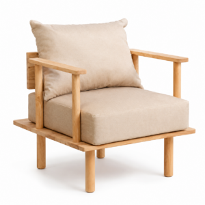 Mabyn Natural Wood Armchair with Removable Cushions
