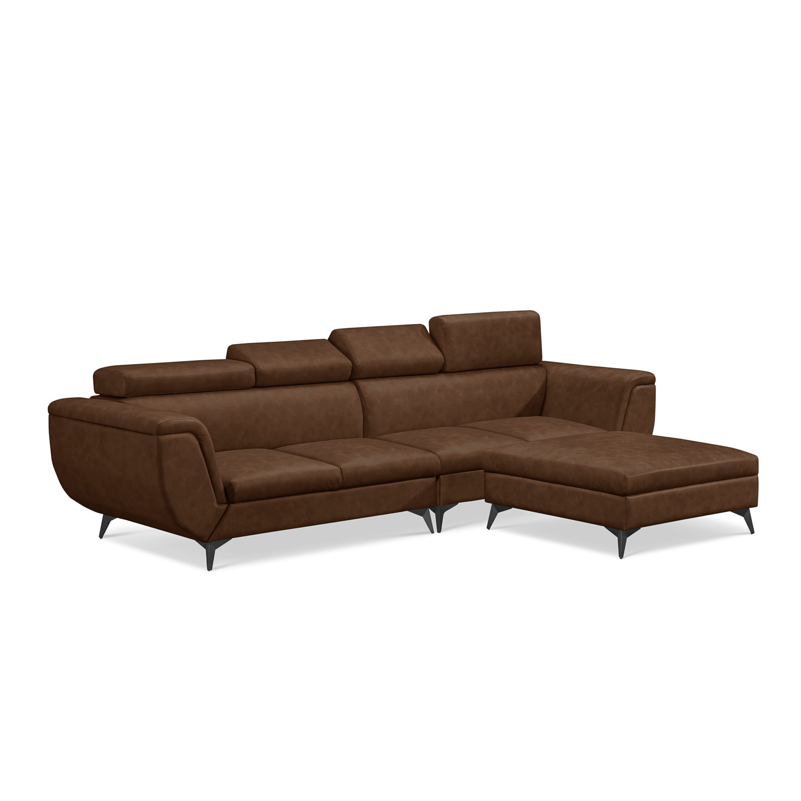 Alcina 4-Seater Leatheraire Fabric Sofa with Ottoman - Image 8
