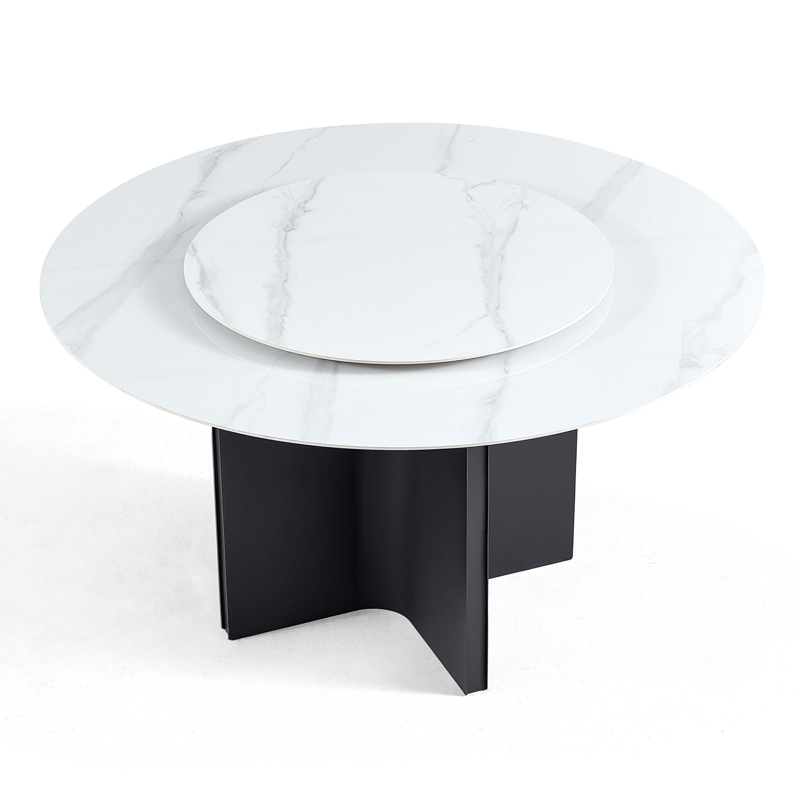 Malkah 1.35M Round Sintered Stone Dining Table with Lazy Susan - Image 3