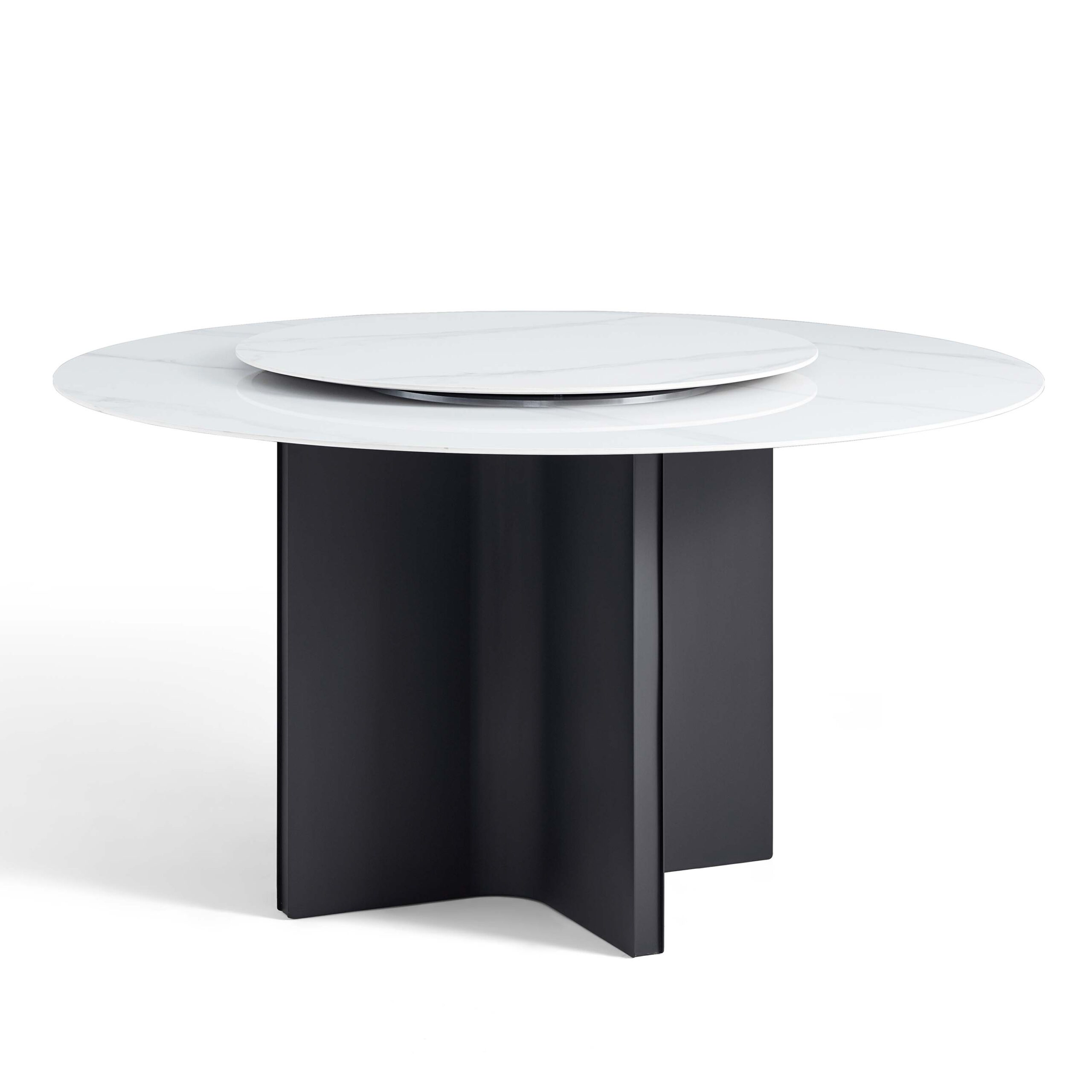 Malkah 1.35M Round Sintered Stone Dining Table with Lazy Susan