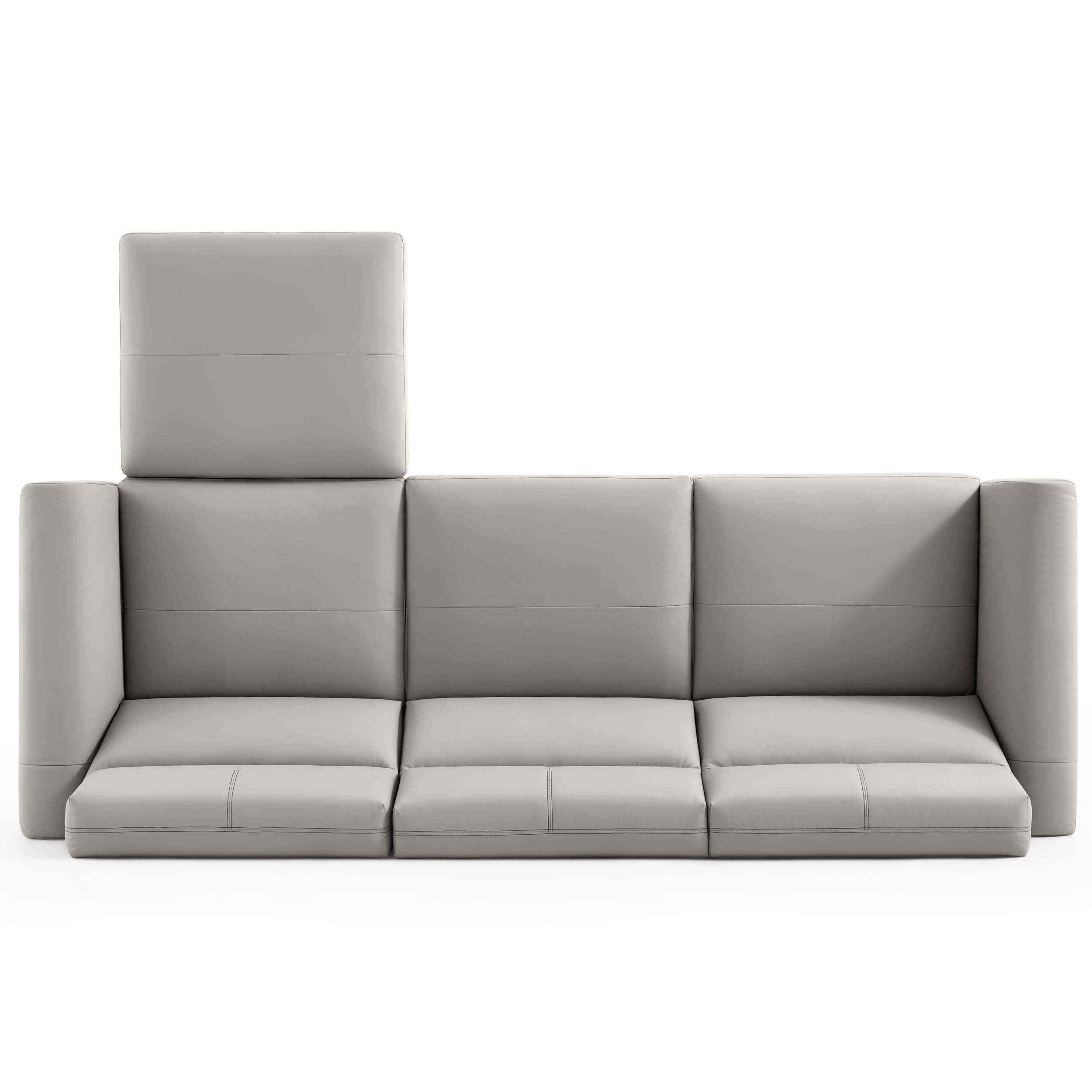 Brago Premium 4-Seater Leather Sofa with Ottoman – Light Grey - Image 3