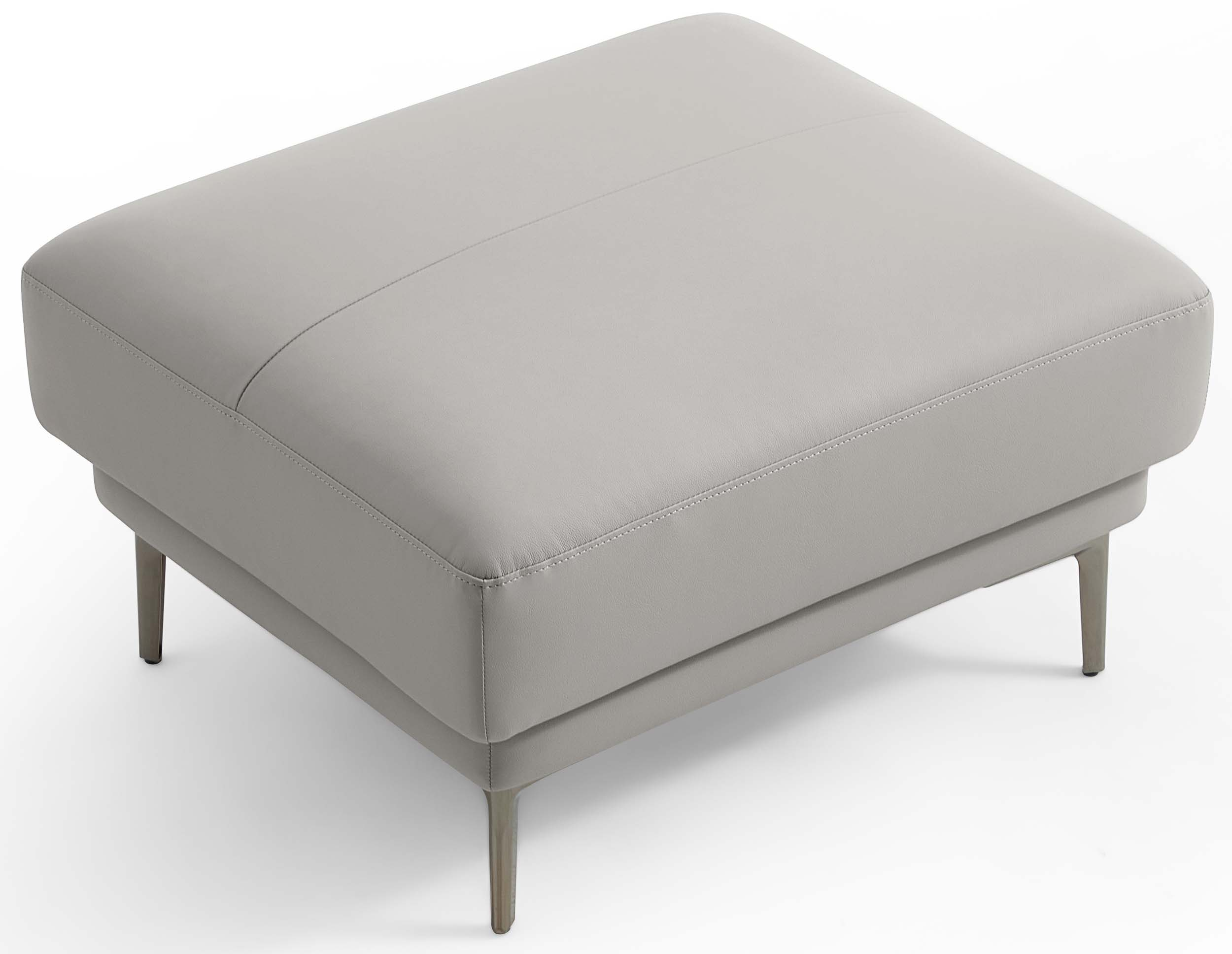 Brago Premium 4-Seater Leather Sofa with Ottoman – Light Grey - Image 7