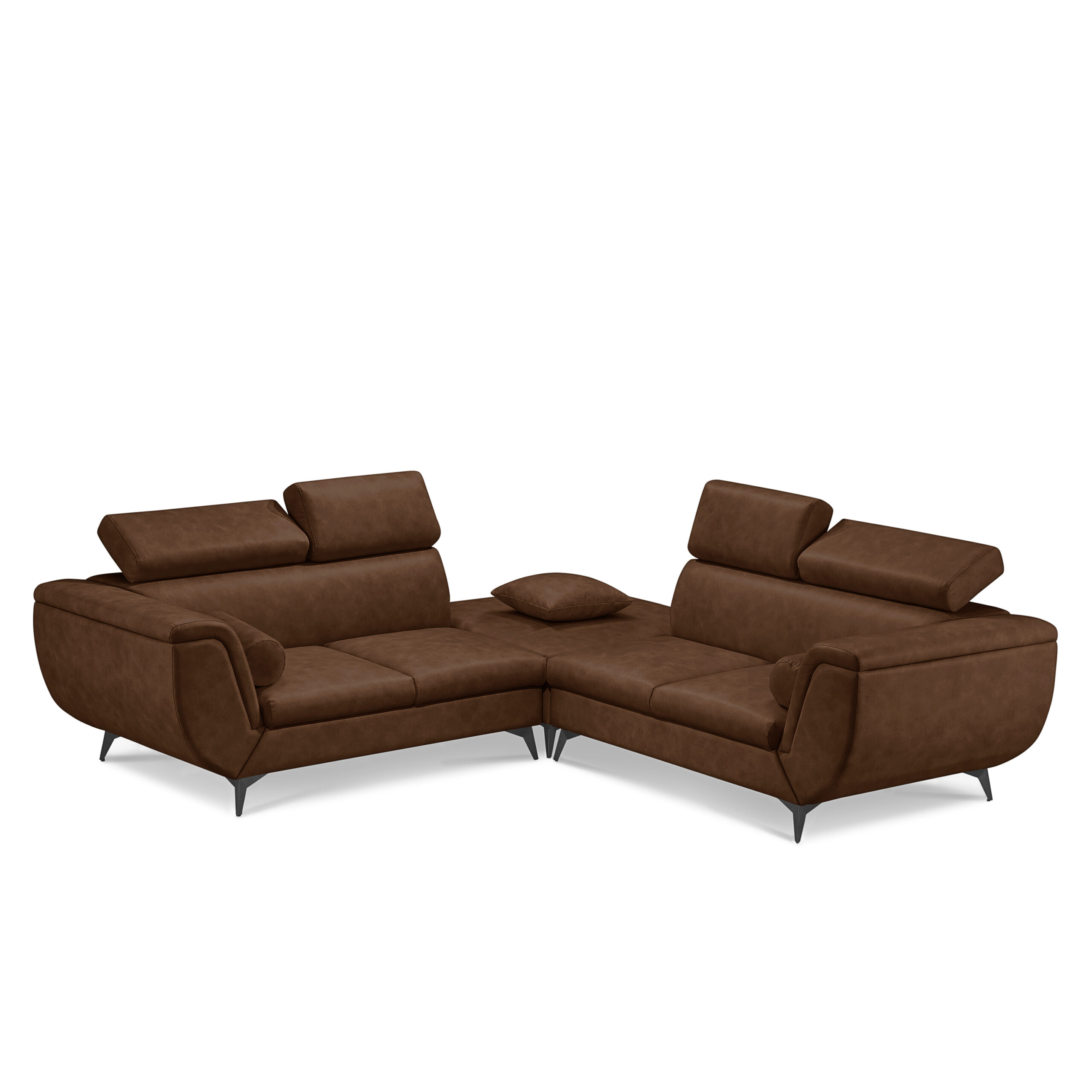 Alcina 4-Seater Leatheraire Fabric Sofa with Ottoman - Image 5