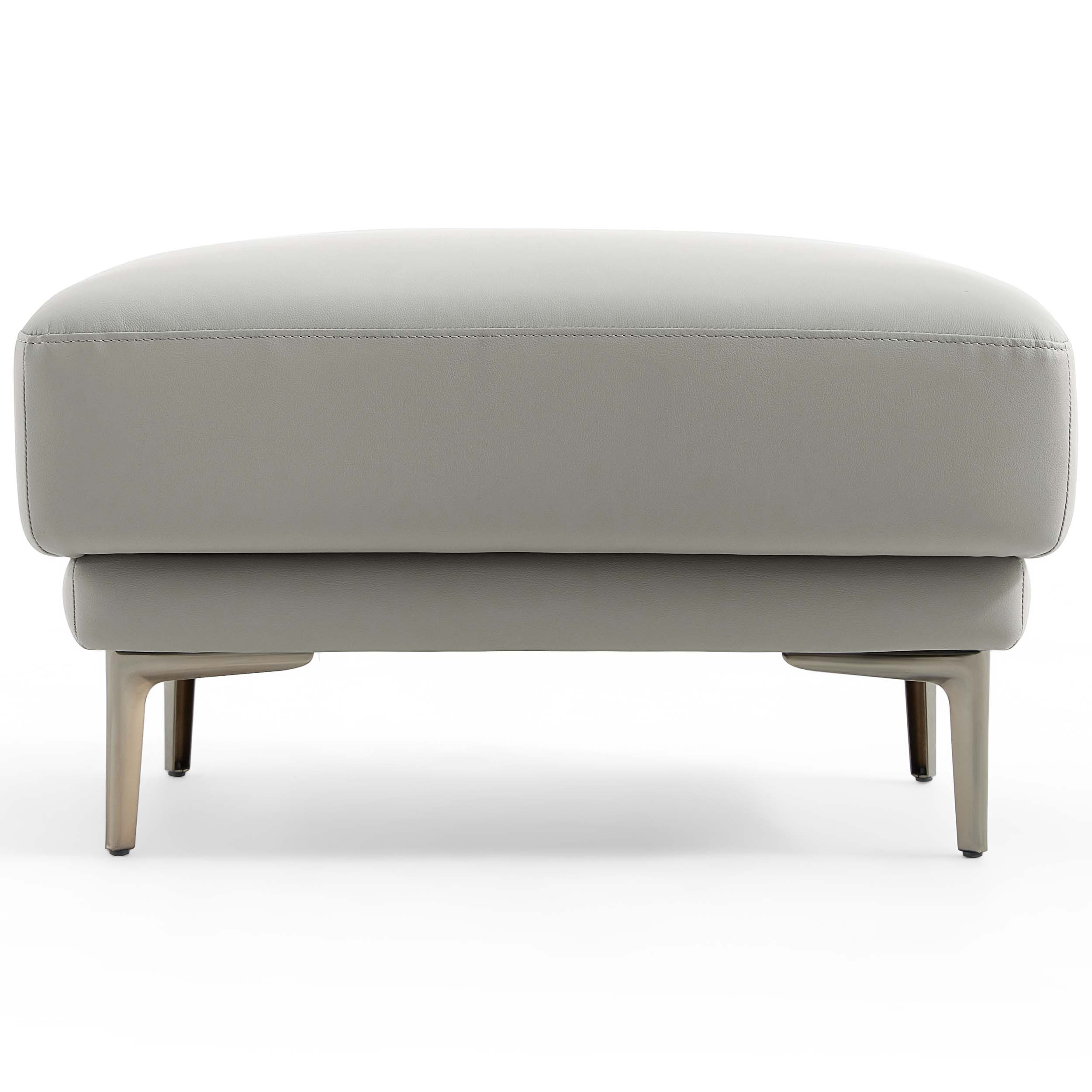 Brago Premium 4-Seater Leather Sofa with Ottoman – Light Grey - Image 6