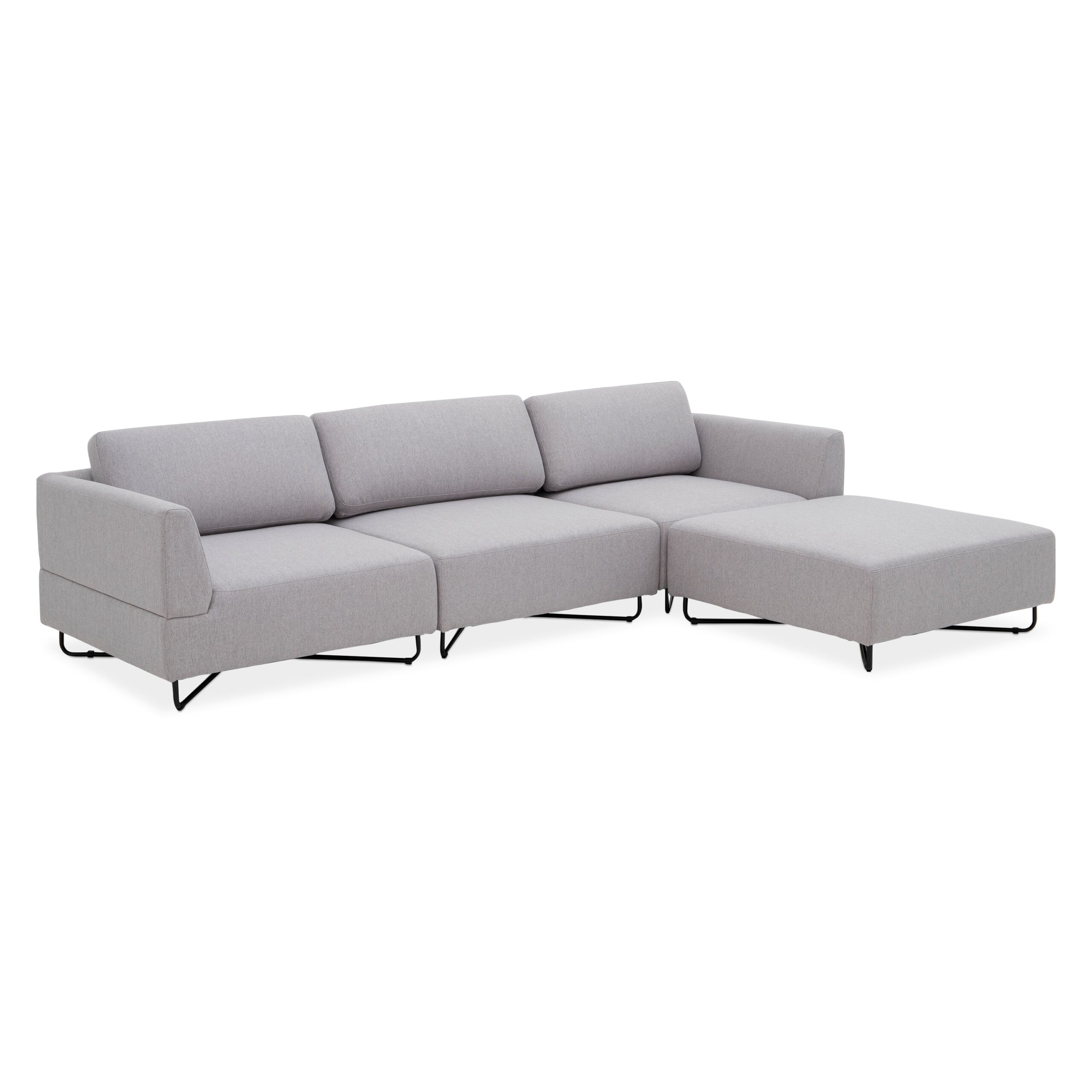 Scott 3-Seater Modular Sofa with Ottoman – Light Grey - Image 2