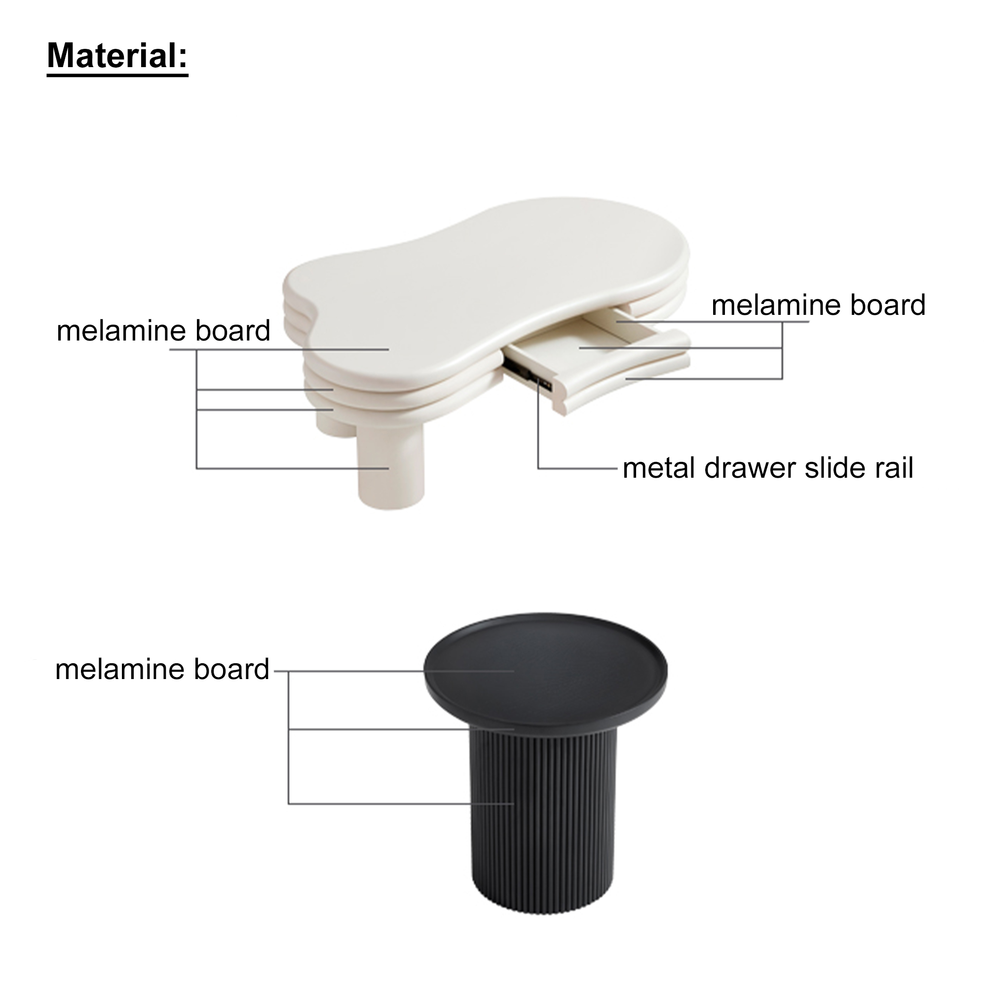 Altti 2-Piece CreamBlack Coffee Table Set - Image 5