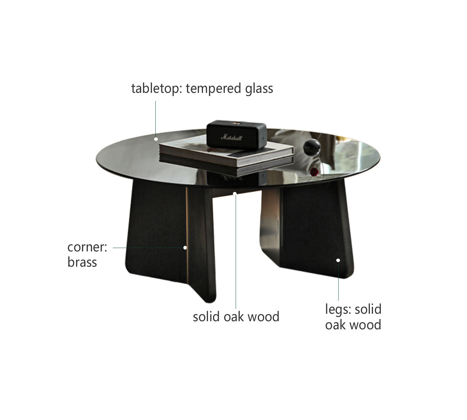 Gargrave Round Oak & Glass Coffee Table - Image 2