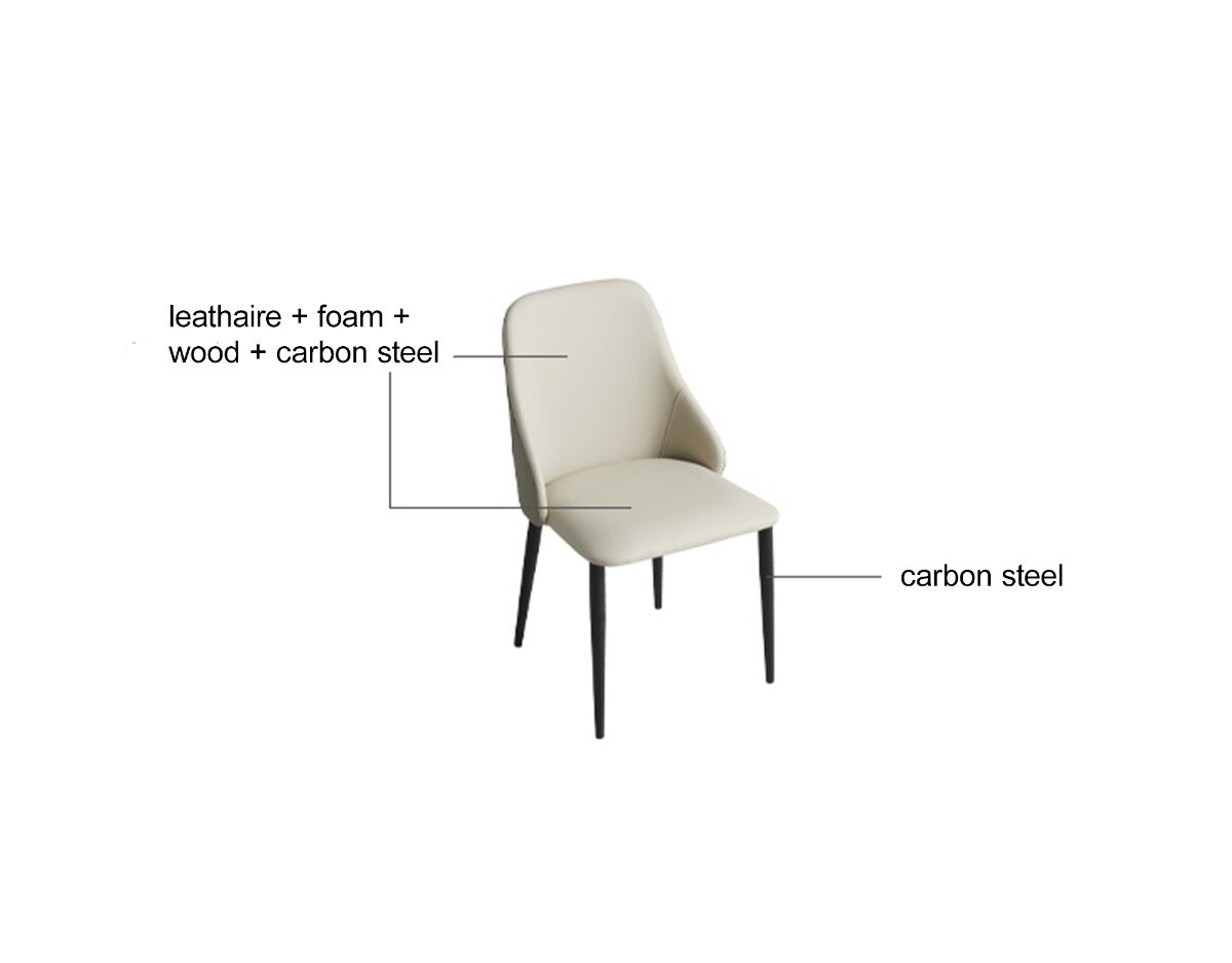 Runar Leathaire Dining Chair – Light Grey - Image 5