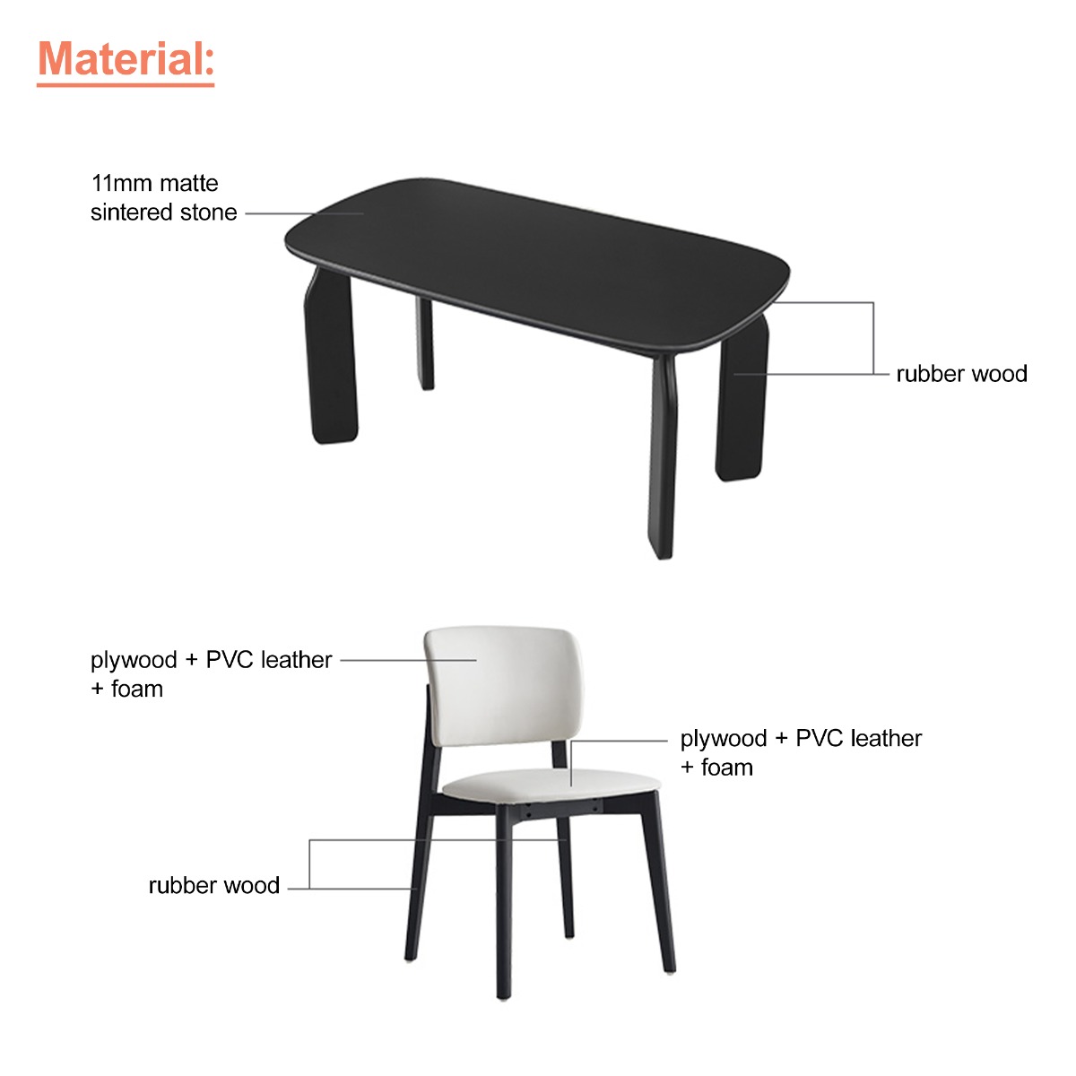 Cypress 6-Seater Dining Set with Sintered Stone Tabletop - Image 7