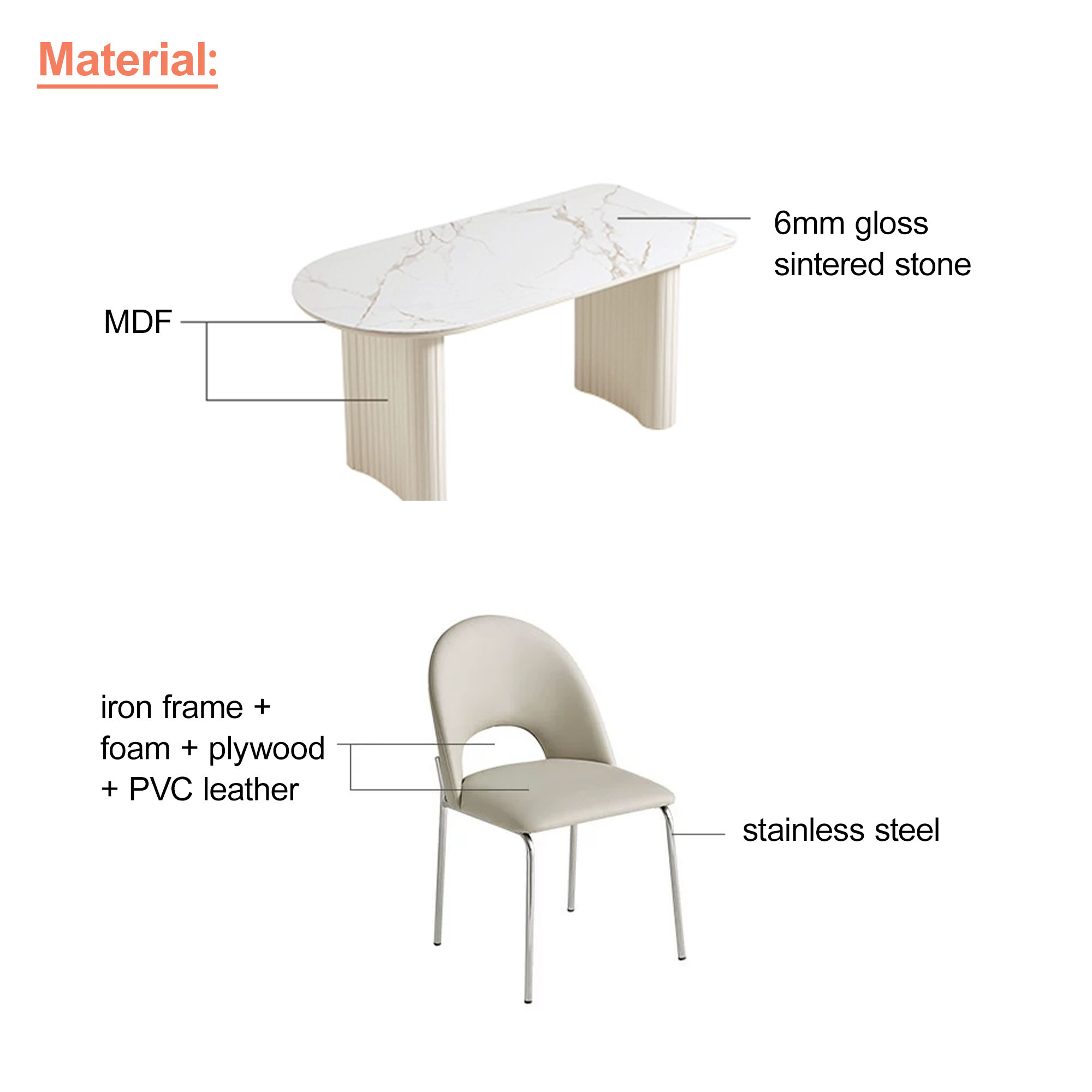 Basir 4-Seater Dining Set with Ormond Chairs (Sintered Stone) - Image 7