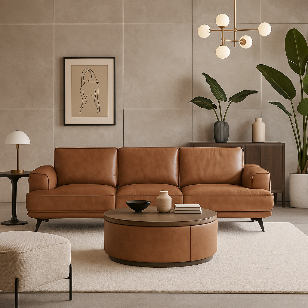 ZeLenka Premium Full Leather 4 Seater Sofa - Image 3